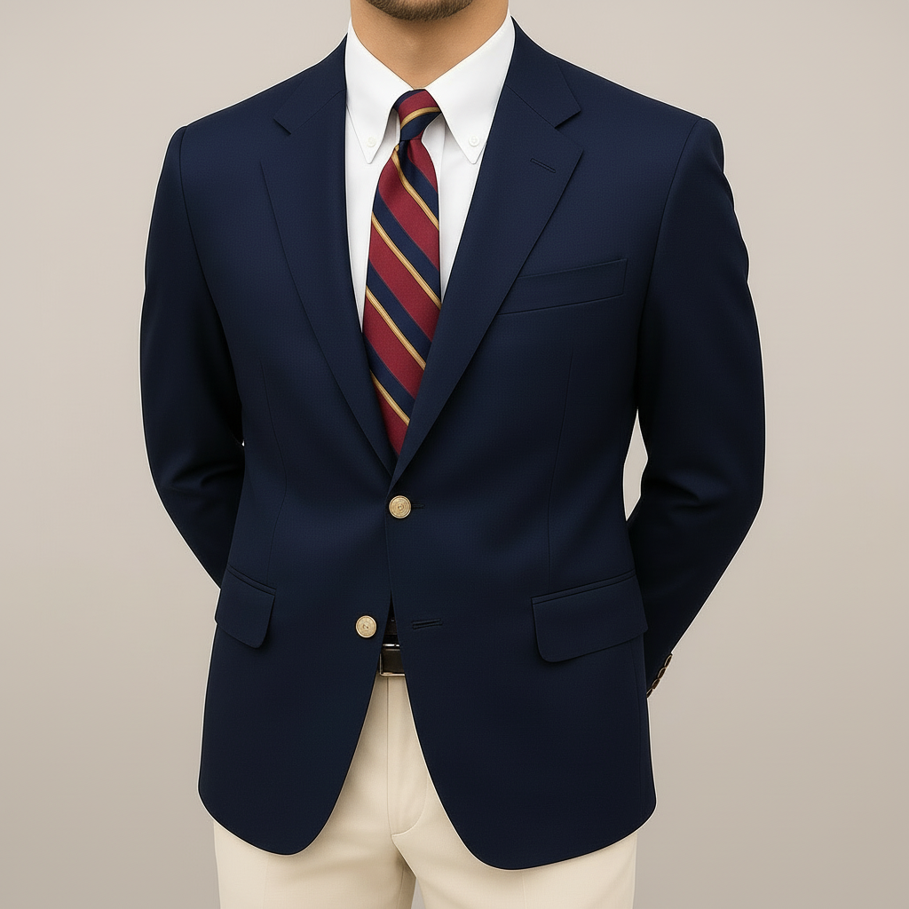 Men's Blazer Jacket Tailored Two Button with Flap Pockets