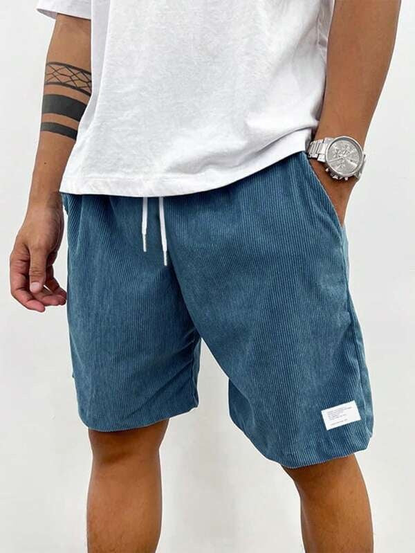 Men's Corduroy-Look Shorts with Drawstring Waist