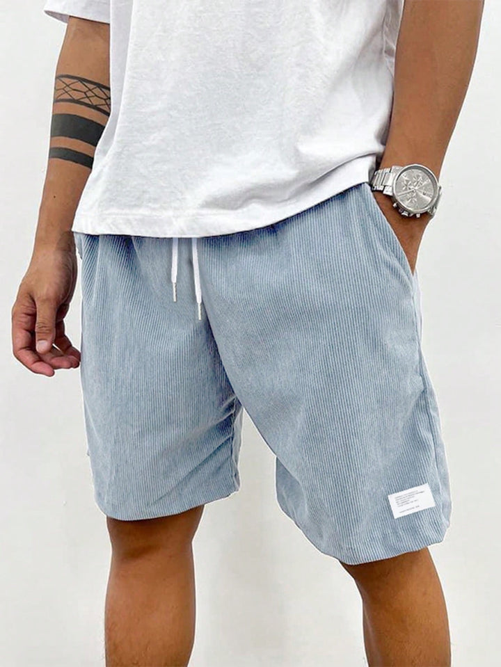 Men's Corduroy-Look Shorts with Drawstring Waist