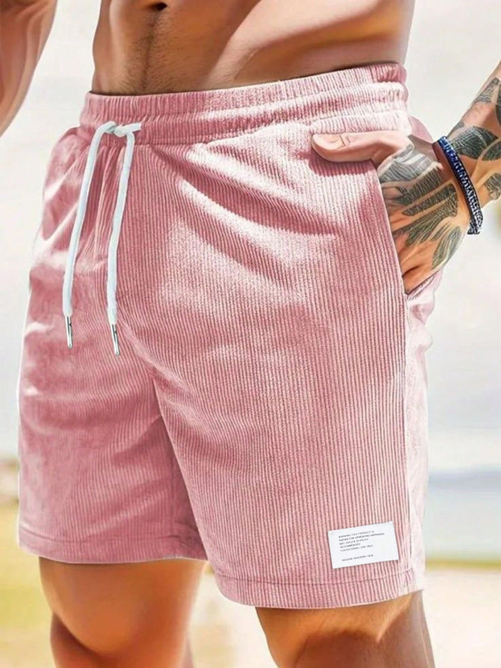 Men's Corduroy-Look Shorts with Drawstring Waist