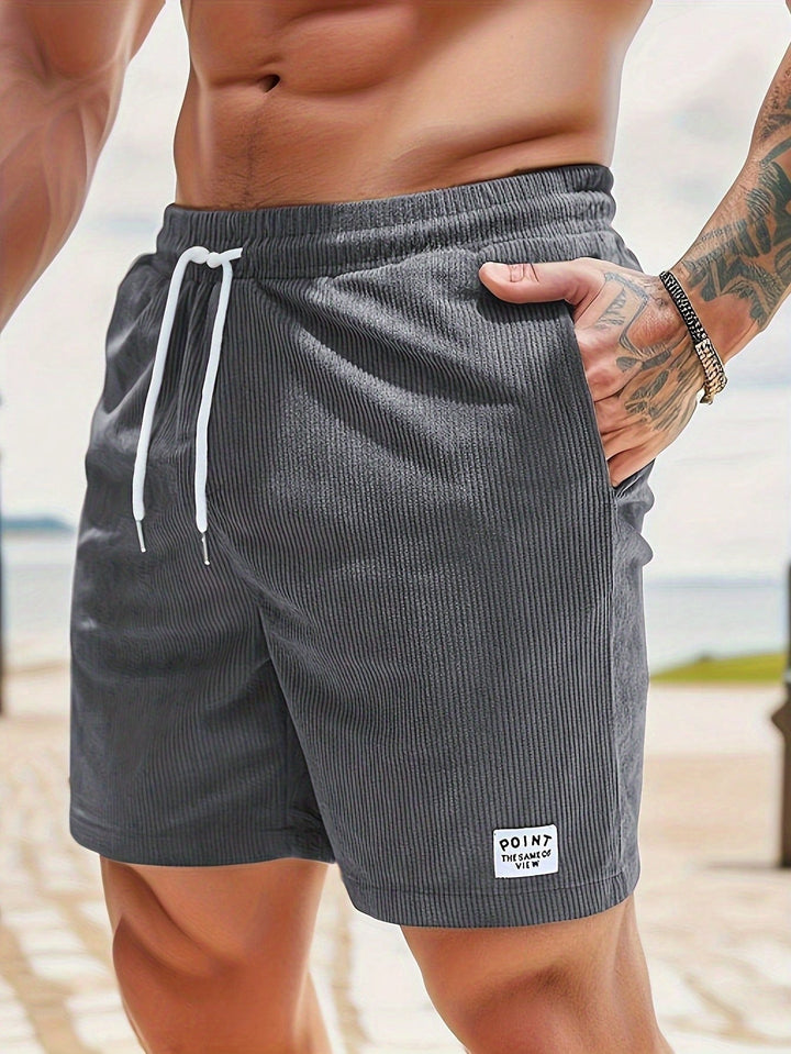 Men's Corduroy-Look Shorts with Drawstring Waist