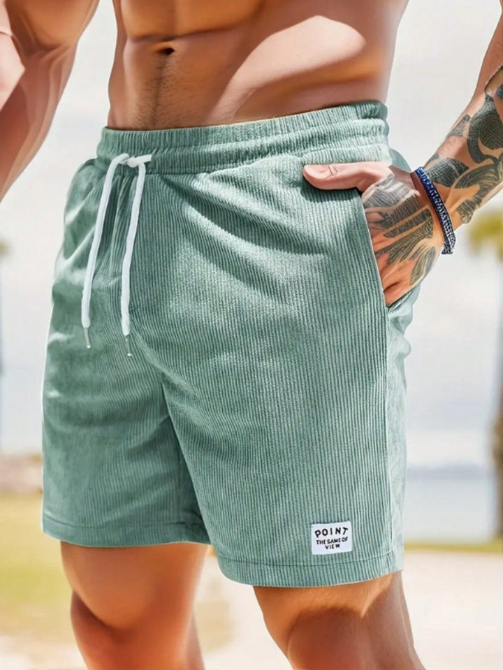 Men's Corduroy-Look Shorts with Drawstring Waist