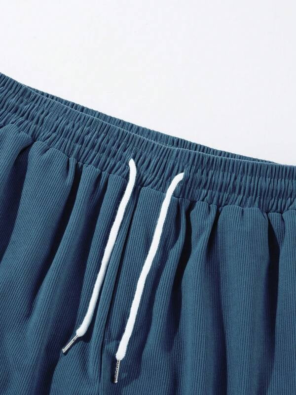 Men's Corduroy-Look Shorts with Drawstring Waist