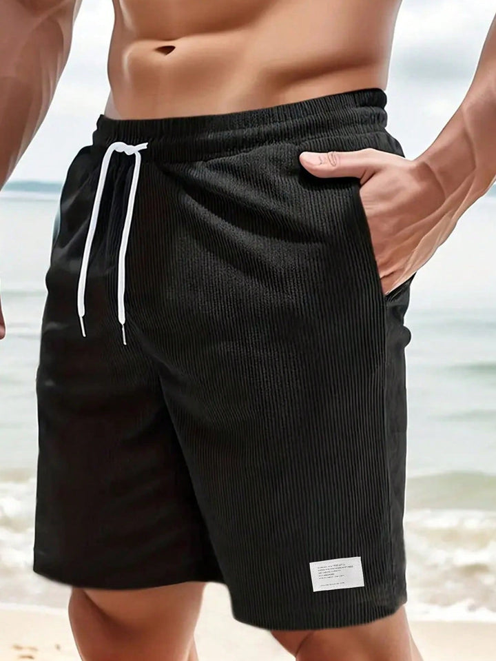 Men's Corduroy-Look Shorts with Drawstring Waist