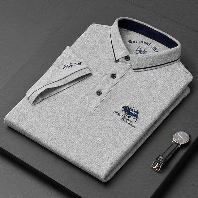 Men's Cotton Polo Shirt Short Sleeve Embroidered