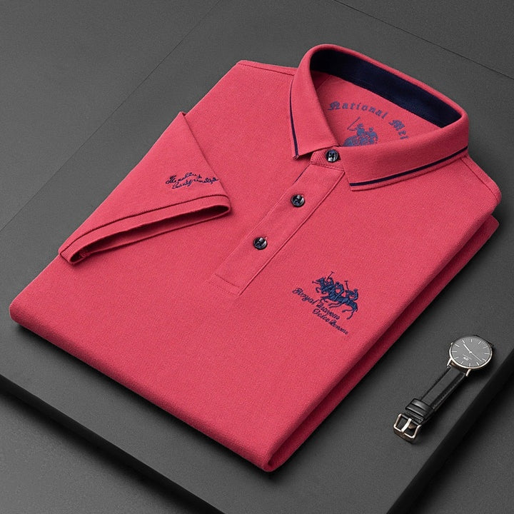 Men's Cotton Polo Shirt Short Sleeve Embroidered
