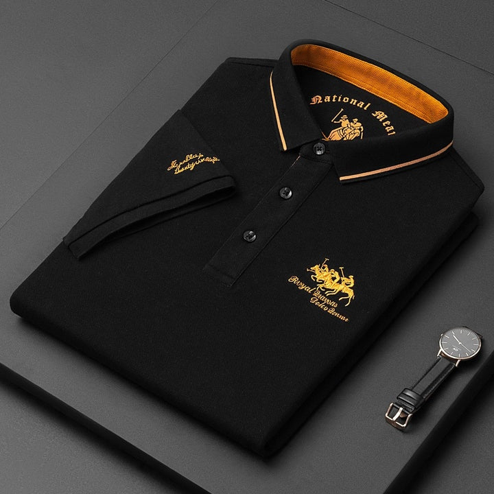 Men's Cotton Polo Shirt Short Sleeve Embroidered