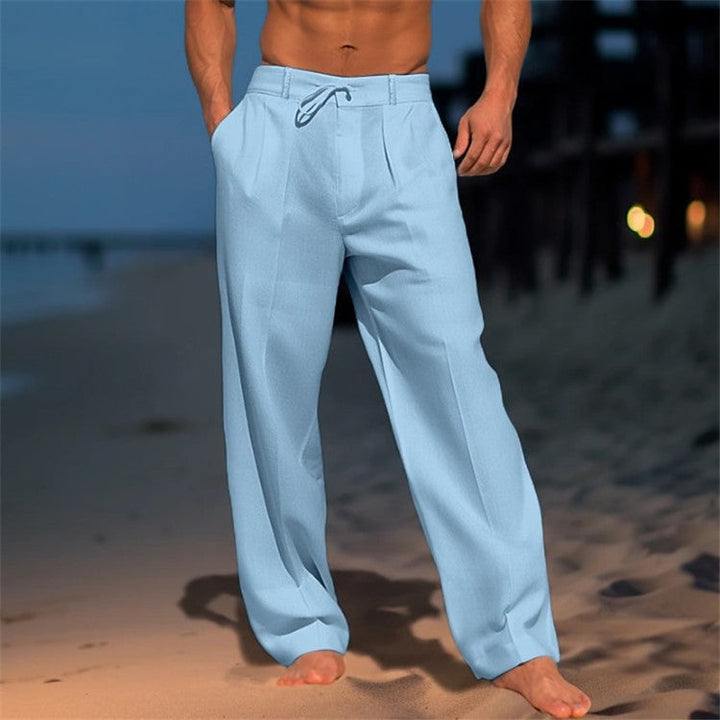 Men's Linen-Look Summer Pants with Drawstring Waist