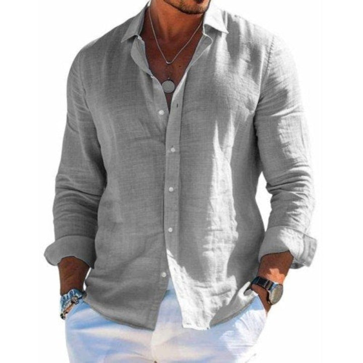 Men's Linen Shirt Long Sleeve Button Up