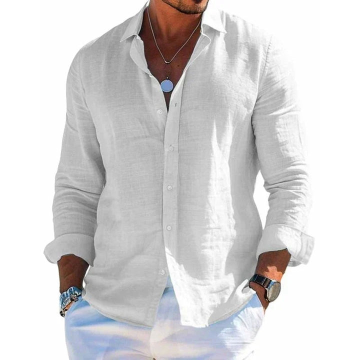 Men's Linen Shirt Long Sleeve Button Up