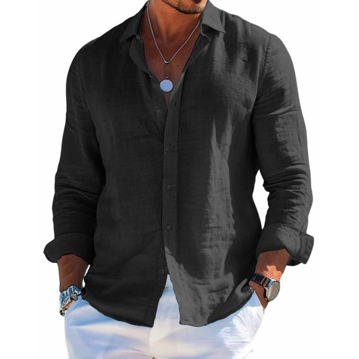Men's Linen Shirt Long Sleeve Button Up