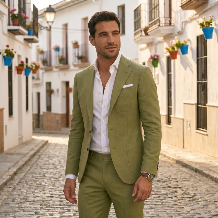 Men's Linen Suit Slim Fit Jacket and Pants