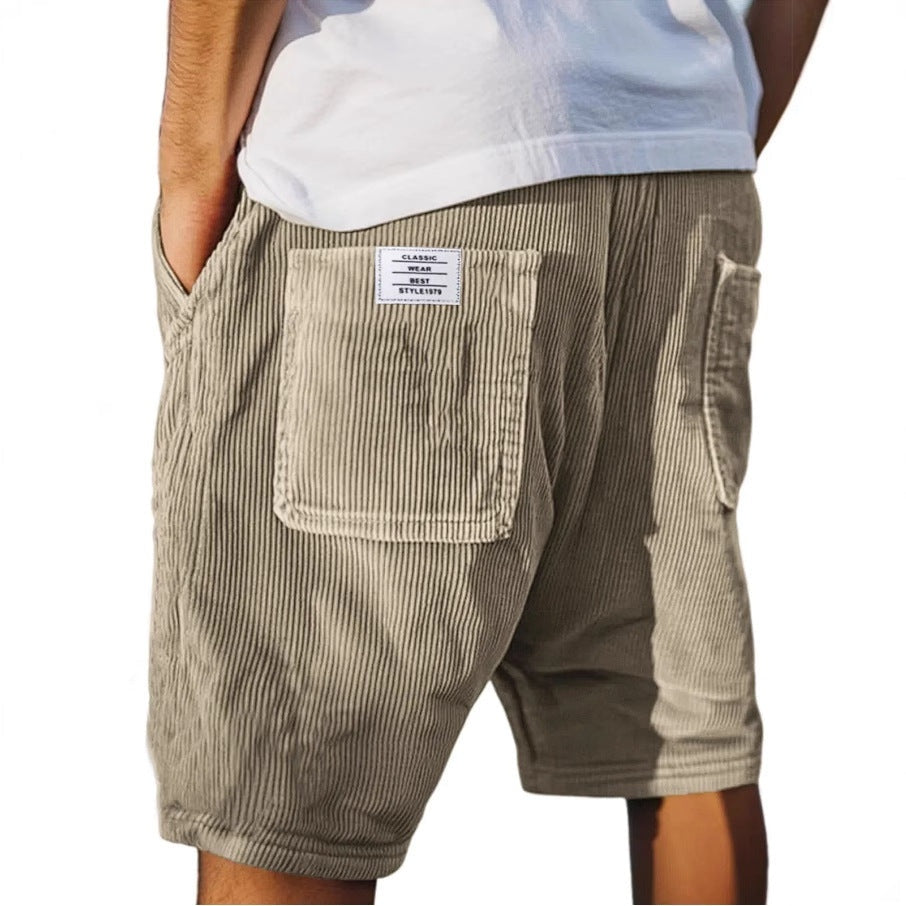 Men's Relaxed Ribbed Shorts with Patch Pockets