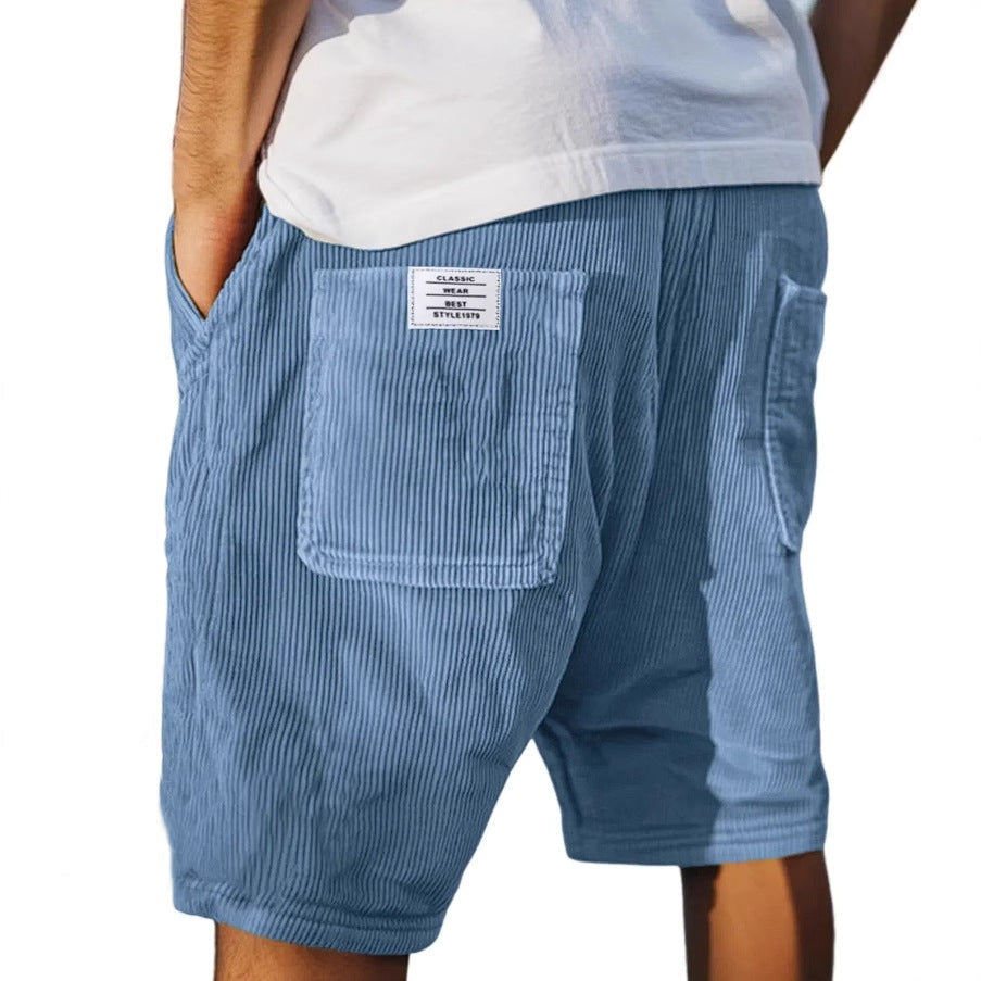 Men's Relaxed Ribbed Shorts with Patch Pockets