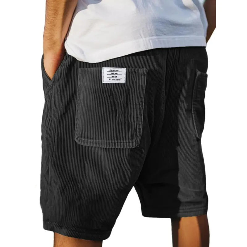 Men's Relaxed Ribbed Shorts with Patch Pockets