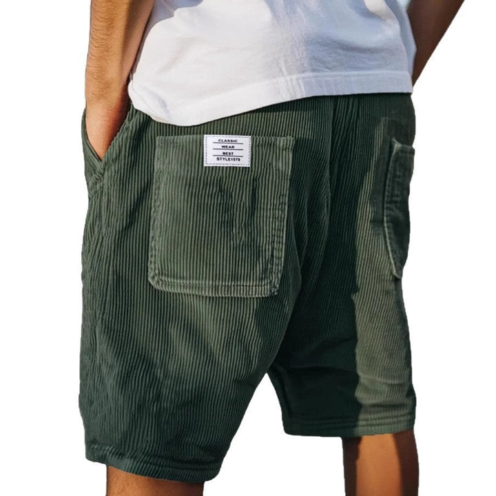 Men's Relaxed Ribbed Shorts with Patch Pockets