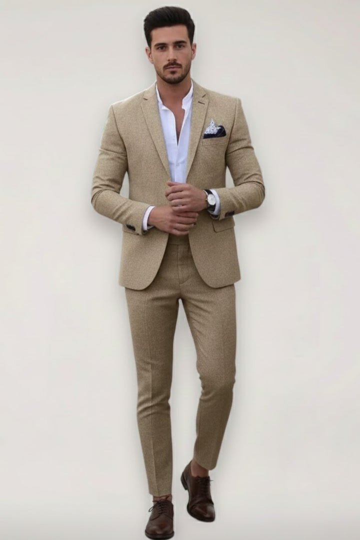 Men's Slim Fit Suit Set with Suit Jacket and Pants