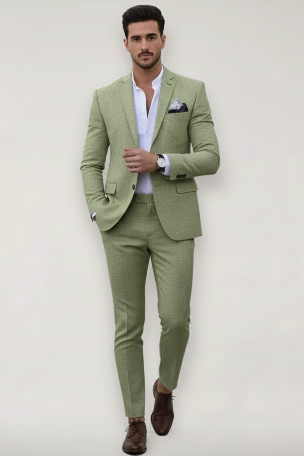 Men's Slim Fit Suit Set with Suit Jacket and Pants