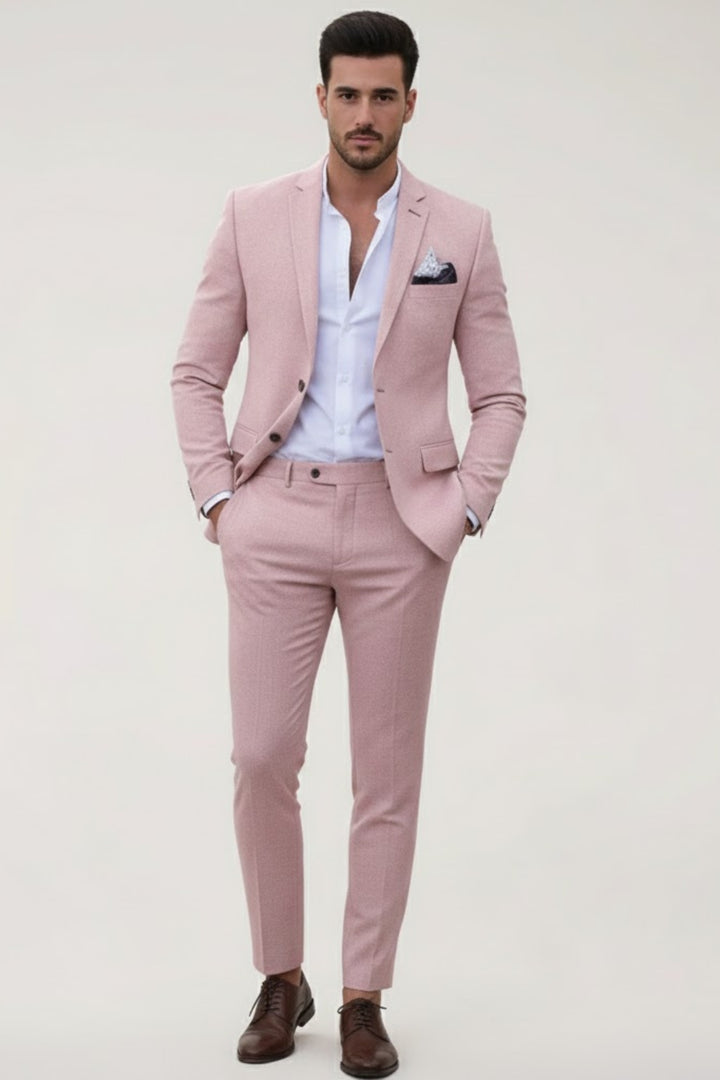 Men's Slim Fit Suit Set with Suit Jacket and Pants