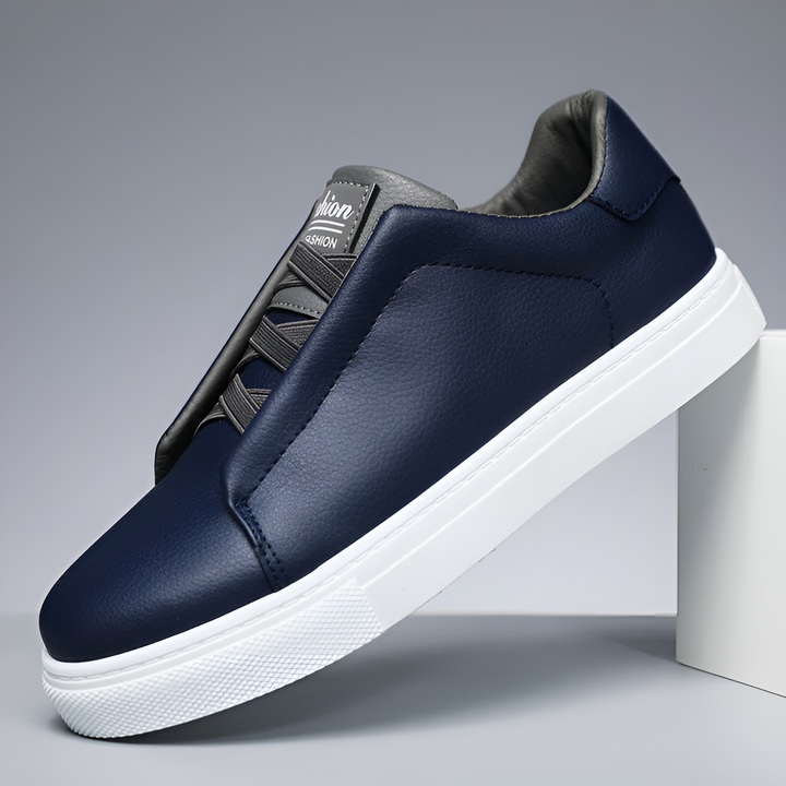 Men's Slip On Sneakers Leather-Look with Elastic Straps