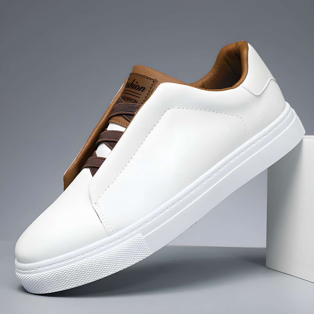 Men's Slip On Sneakers Leather-Look with Elastic Straps