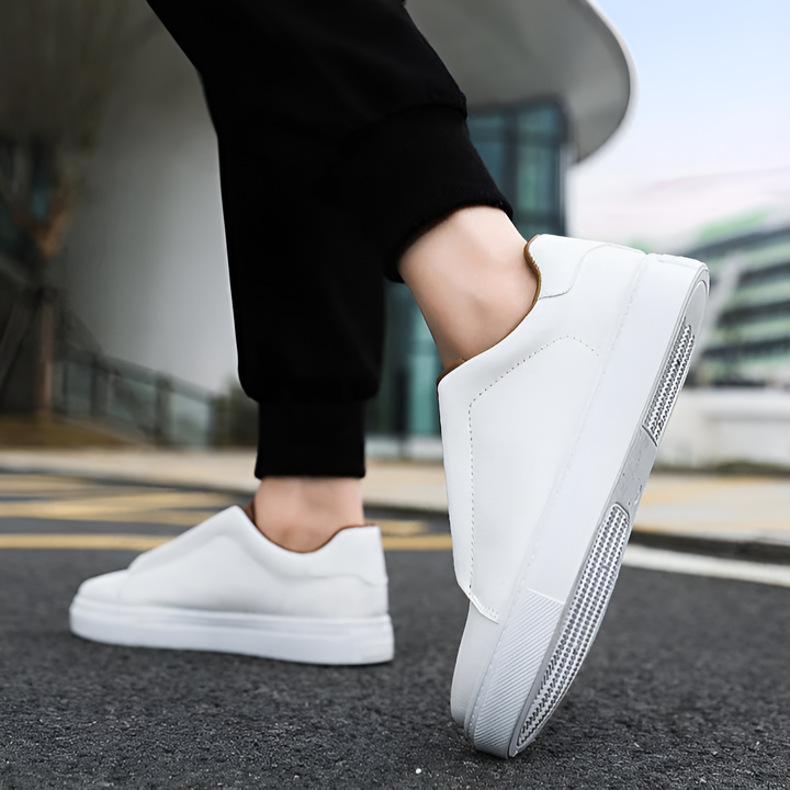 Men's Slip On Sneakers Leather-Look with Elastic Straps