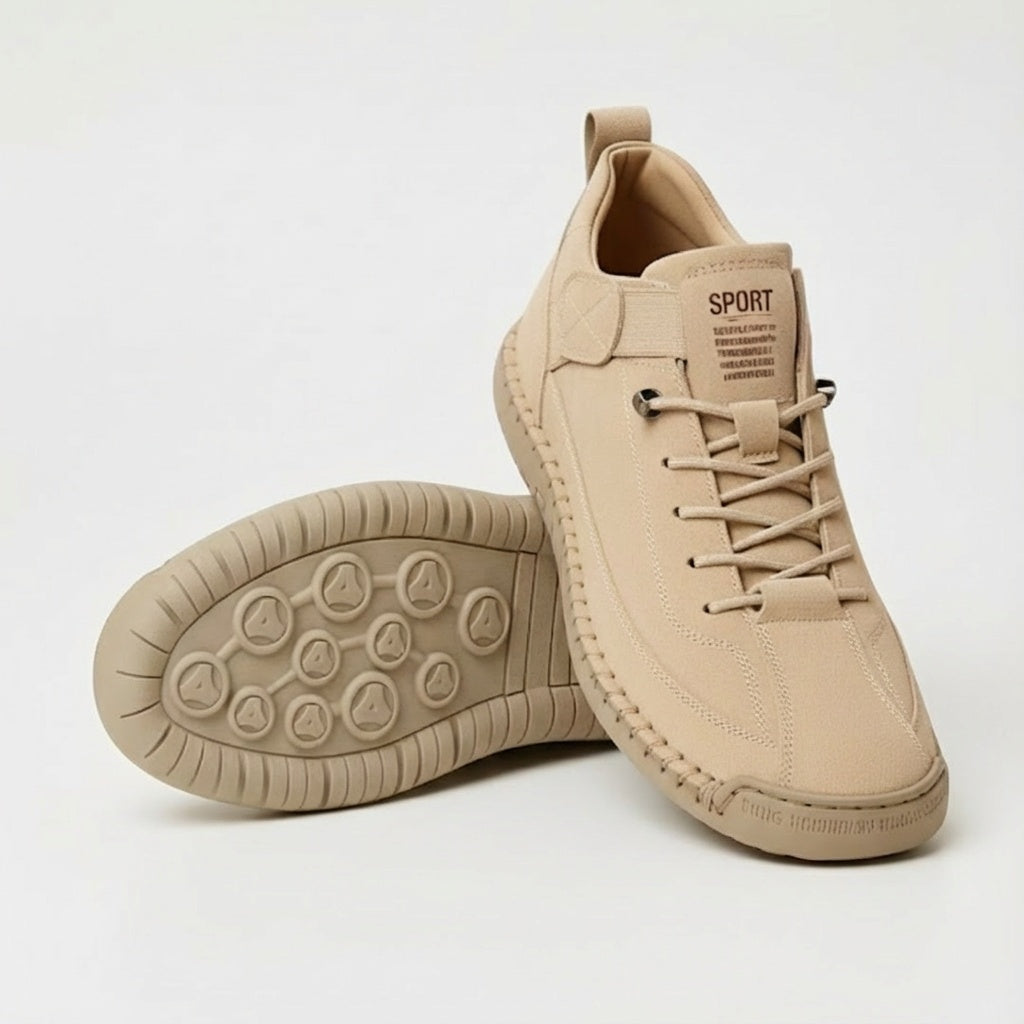 Men's Suede-Look Lace-Up Sneakers with Heel Pull Tab
