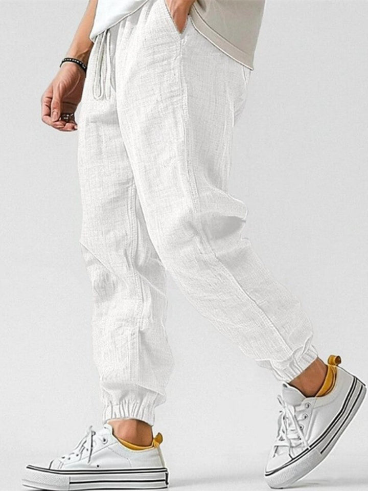 Men's Summer Linen Pants Joggers with Drawstring Waist