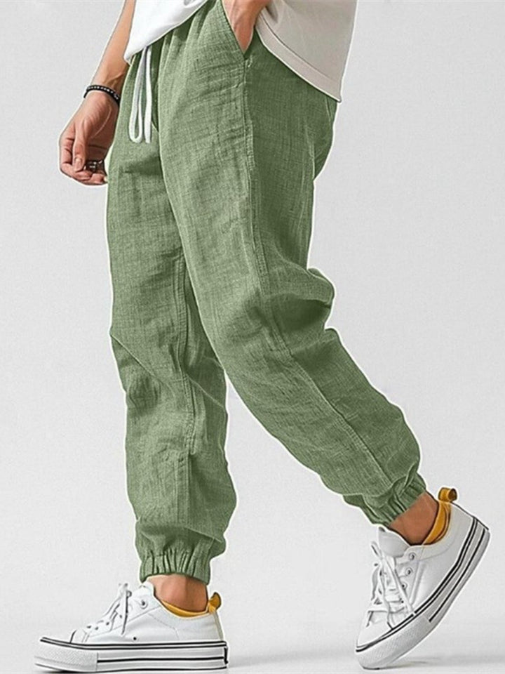 Men's Summer Linen Pants Joggers with Drawstring Waist