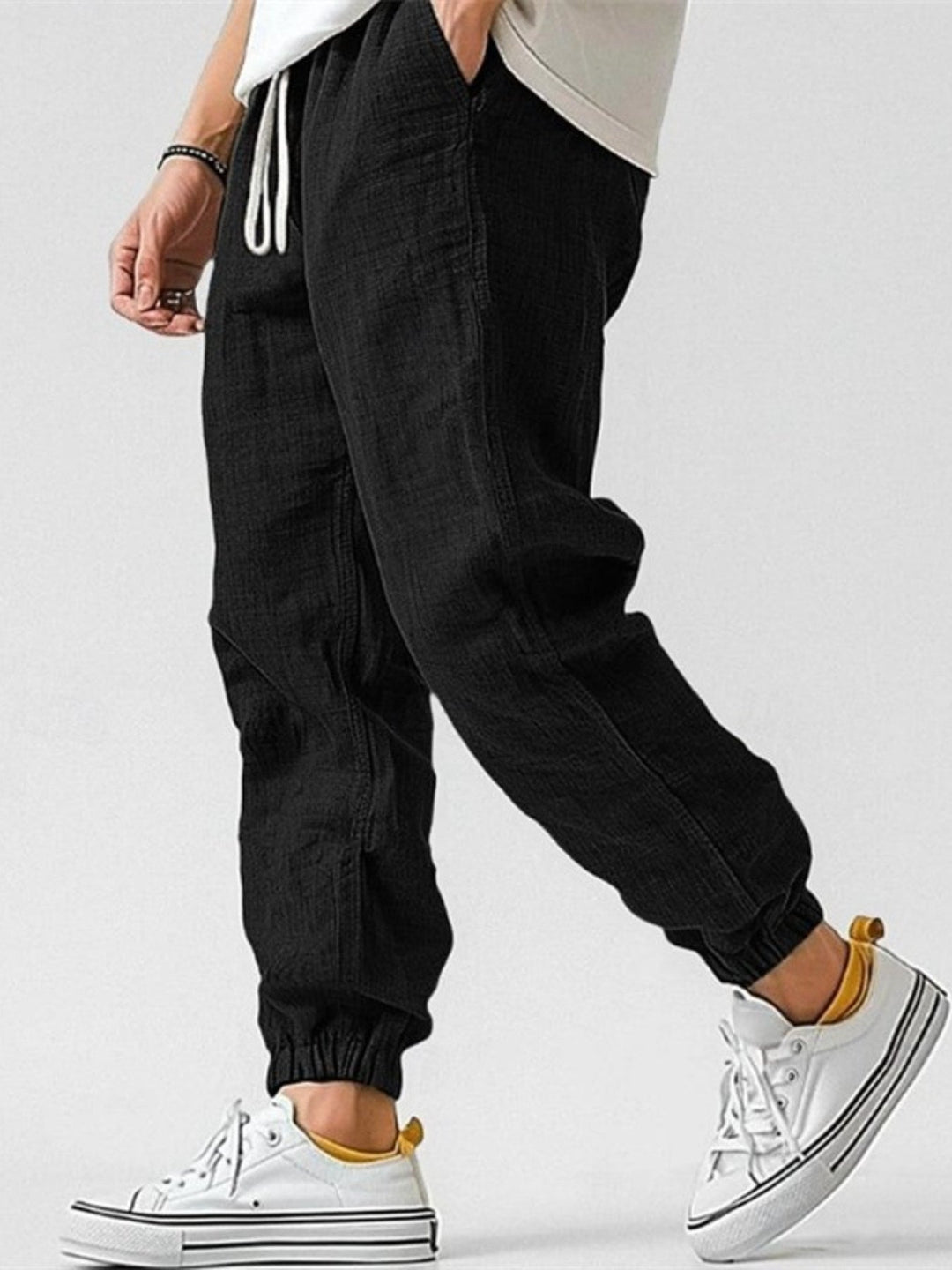 Men's Summer Linen Pants Joggers with Drawstring Waist