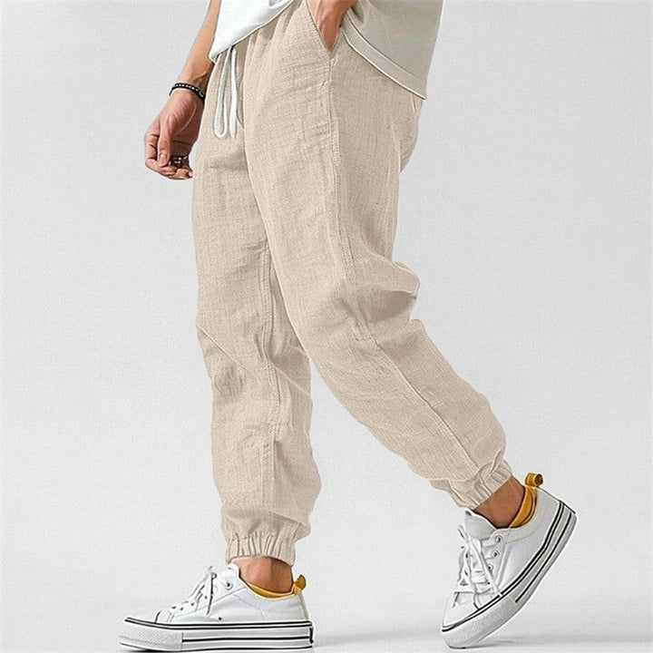 Men's Summer Linen Pants Joggers with Drawstring Waist