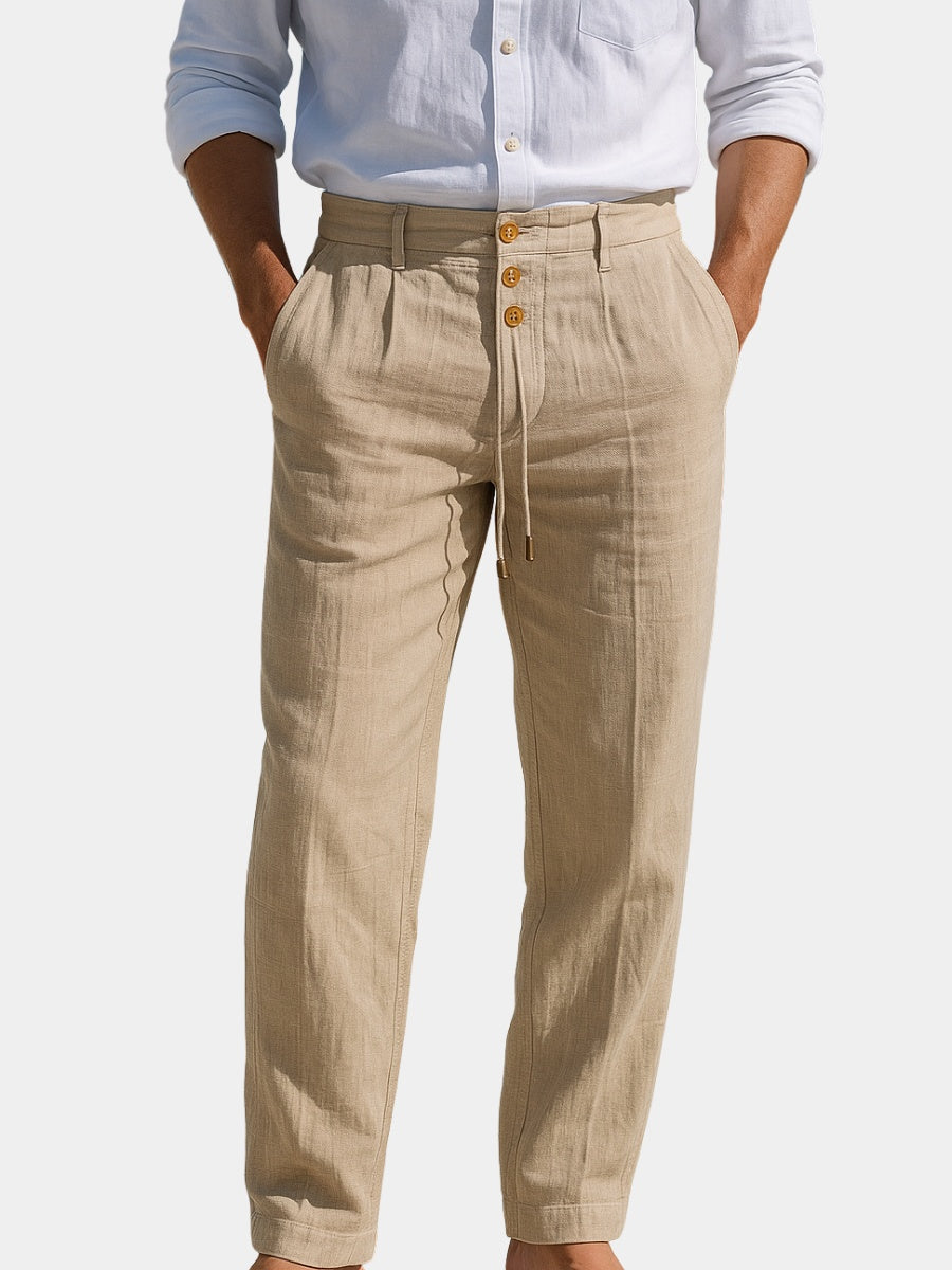 Men's Summer Linen Pants with Drawstring Waist
