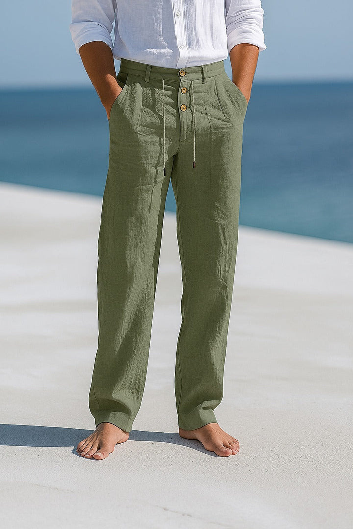 Men's Summer Linen Pants with Drawstring Waist