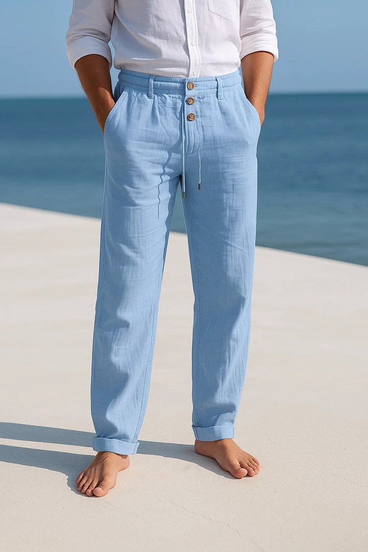 Men's Summer Linen Pants with Drawstring Waist