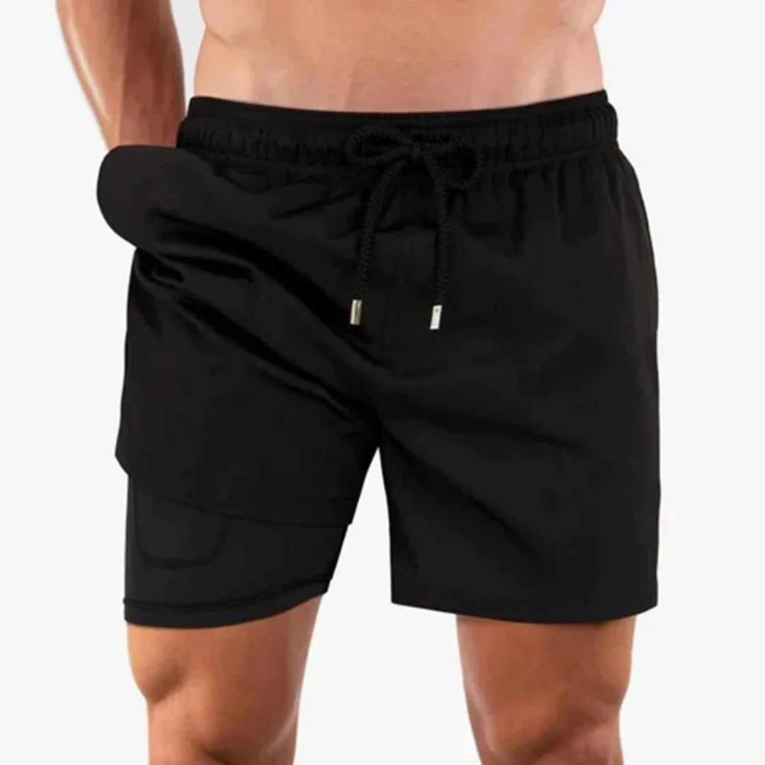 Men's Swim Shorts Tropical Leaf Print with Drawstring