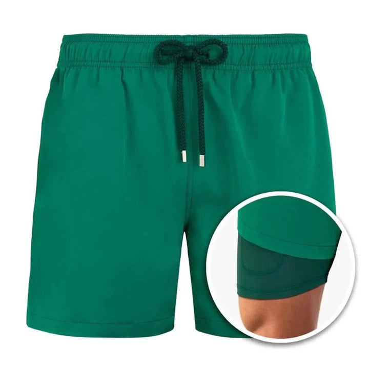 Men's Swim Shorts Tropical Leaf Print with Drawstring
