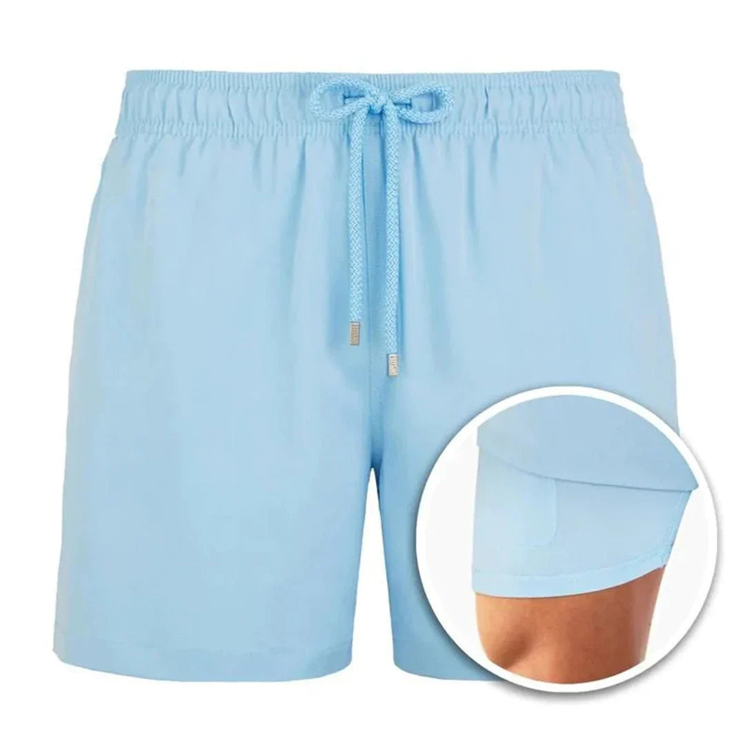 Men's Swim Shorts Tropical Leaf Print with Drawstring