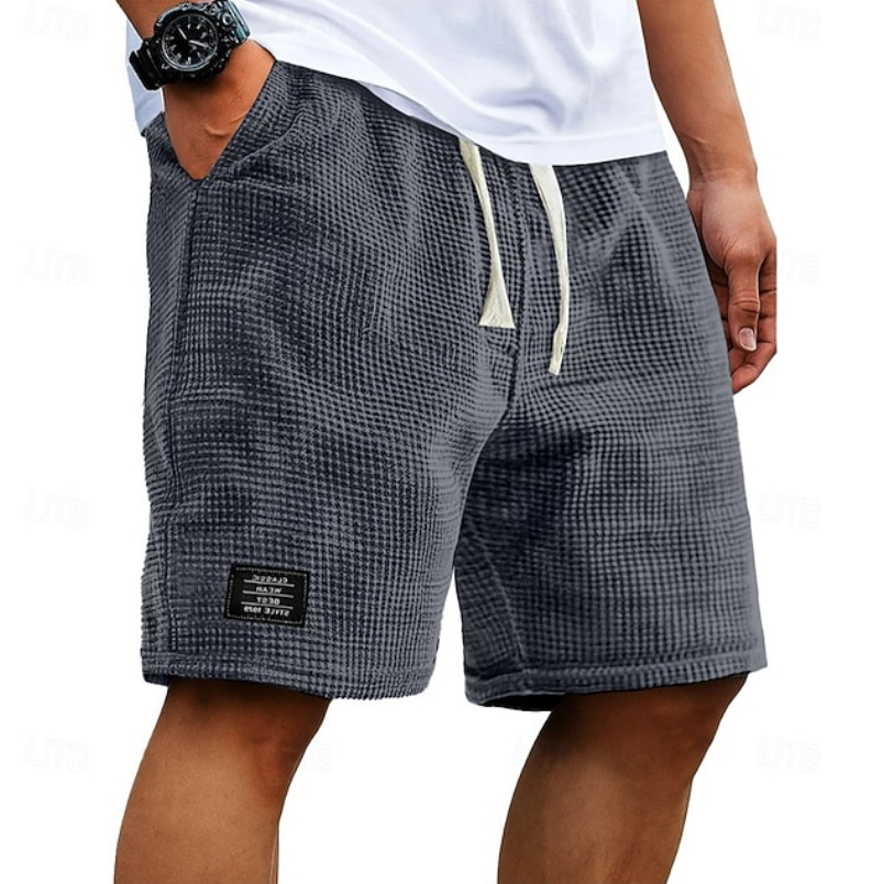 Men's Waffle Summer Shorts with Drawstring Waist
