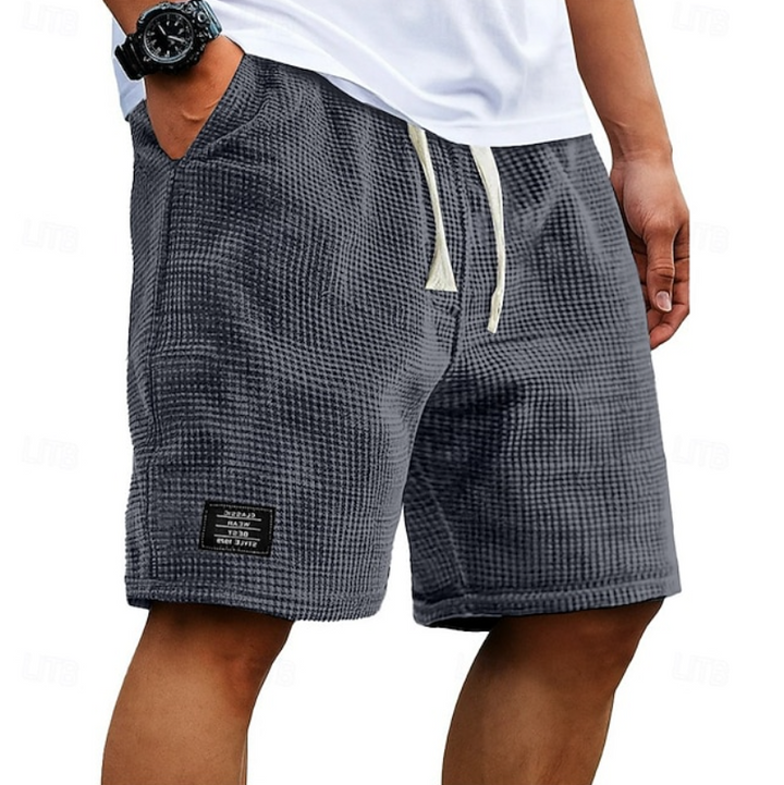 Men's Waffle Summer Shorts with Drawstring Waist