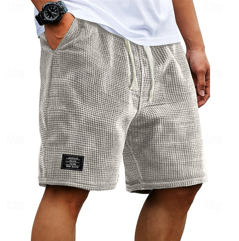 Men's Waffle Summer Shorts with Drawstring Waist