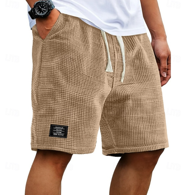 Men's Waffle Summer Shorts with Drawstring Waist