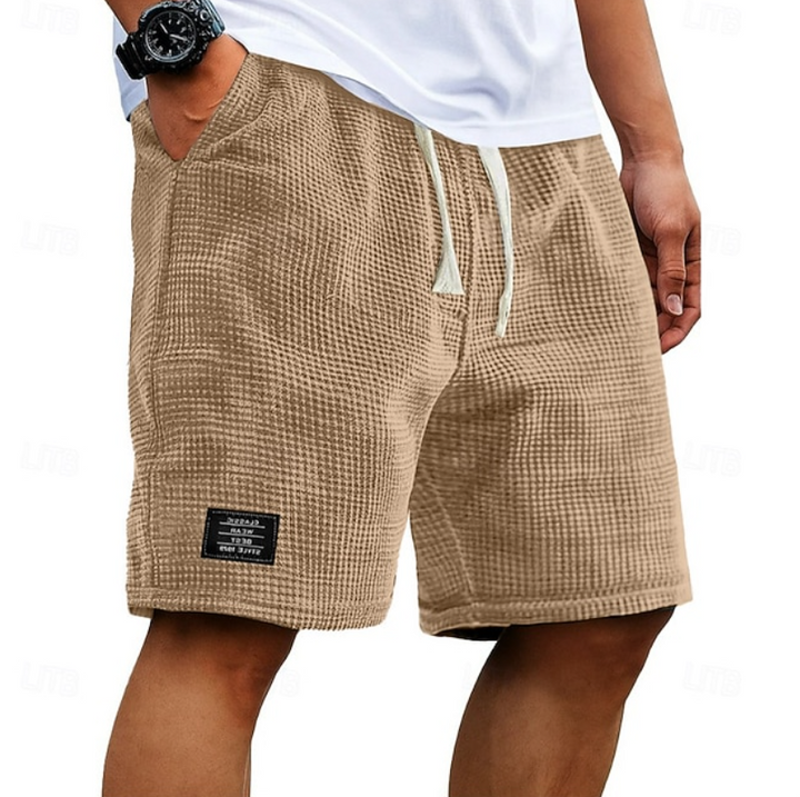 Men's Waffle Summer Shorts with Drawstring Waist