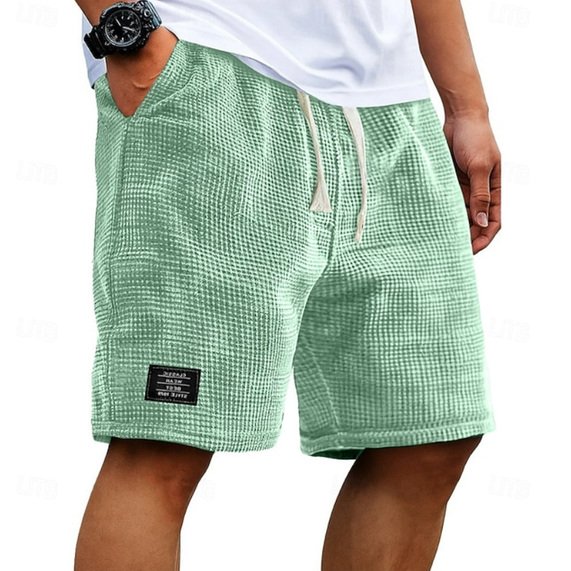 Men's Waffle Summer Shorts with Drawstring Waist