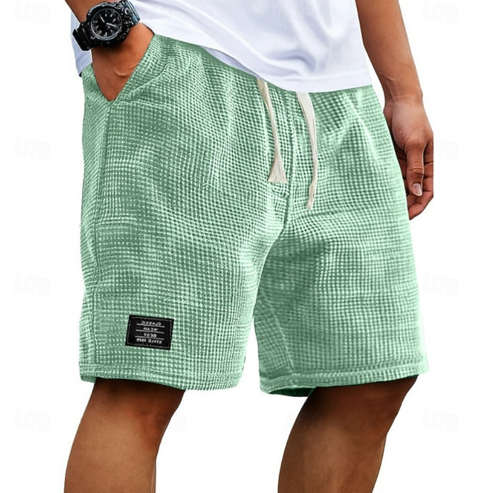 Men's Waffle Summer Shorts with Drawstring Waist