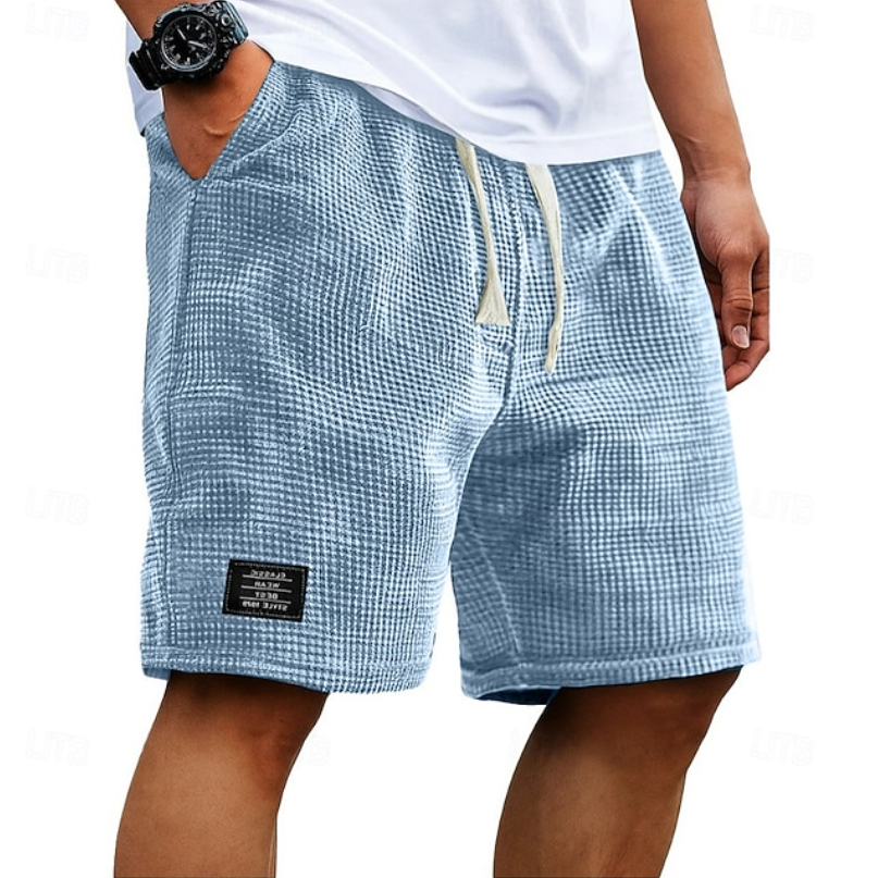 Men's Waffle Summer Shorts with Drawstring Waist