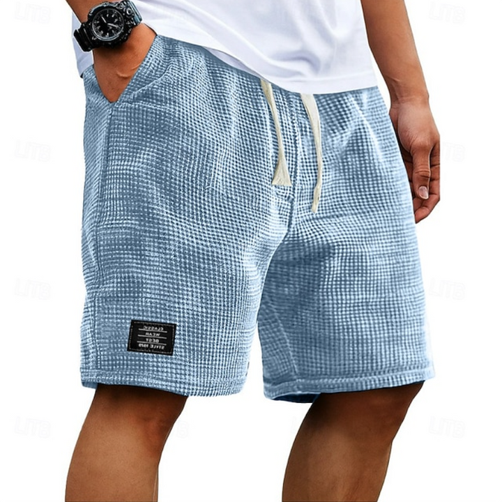 Men's Waffle Summer Shorts with Drawstring Waist