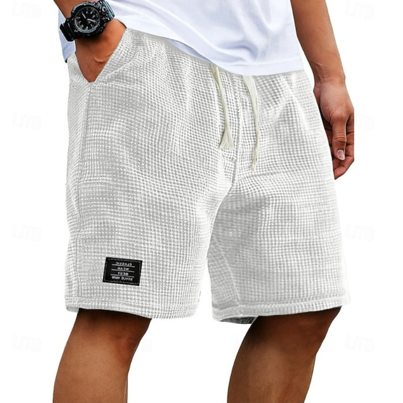 Men's Waffle Summer Shorts with Drawstring Waist