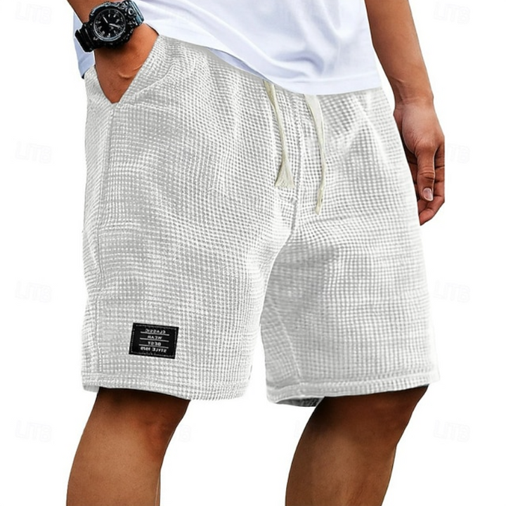 Men's Waffle Summer Shorts with Drawstring Waist