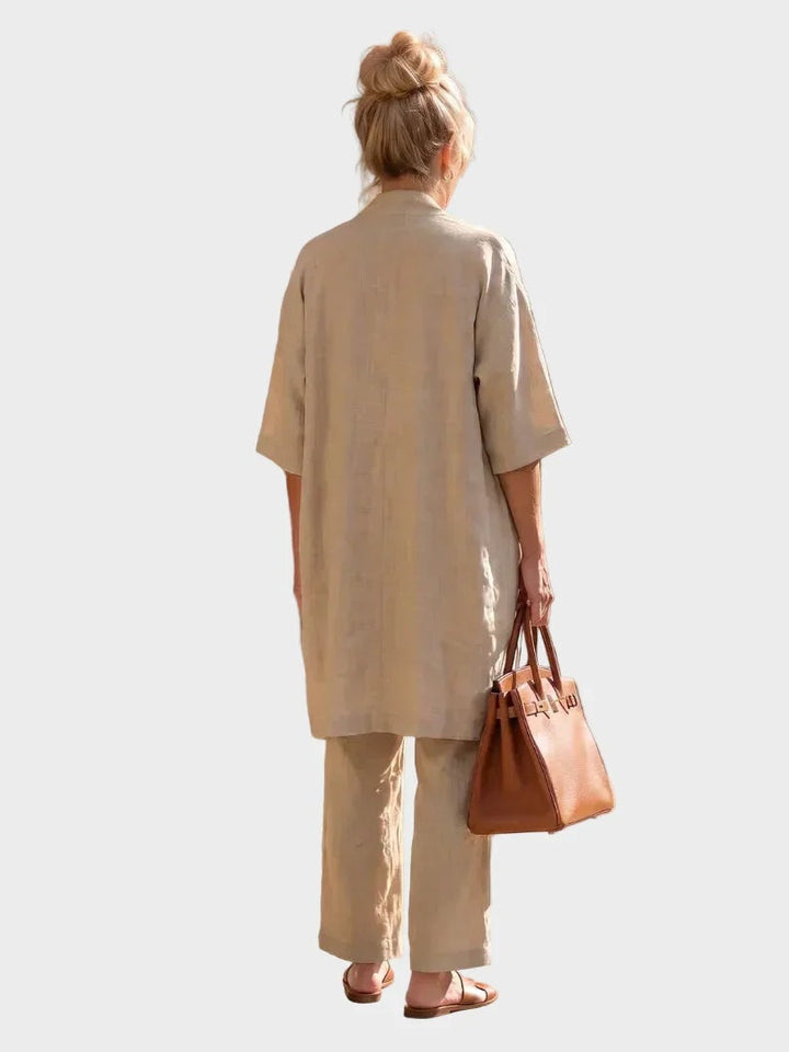 Women's 3 Piece Linen Co Ord Set with Wide Leg Pants