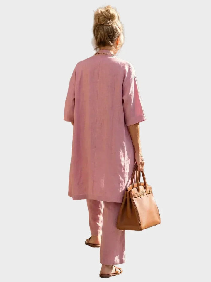 Women's 3 Piece Linen Co Ord Set with Wide Leg Pants